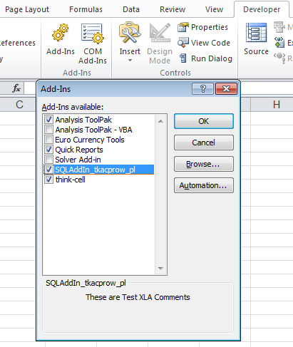 Install Excel SQL AddIn