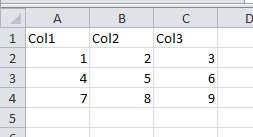 Excel table