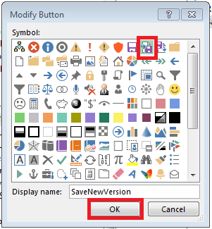 Save New Version: Select a new icon