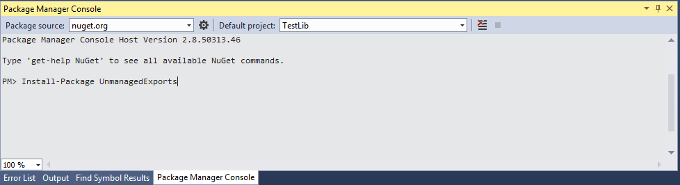 Install the UnmanagedExports template