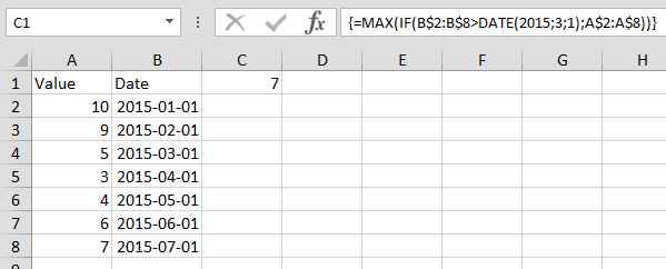 10 Top excel features: Excel Array Formula Example