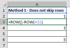 Method 1 - Dynamic row numbers w/o skipping rows