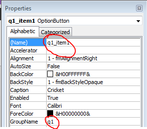 Option Button (ActiveX Control): Configuring