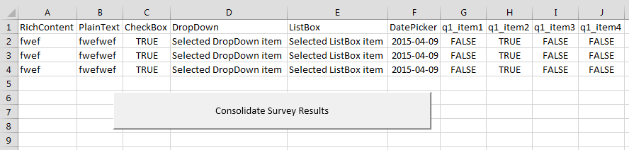 Consolidating results in Excel