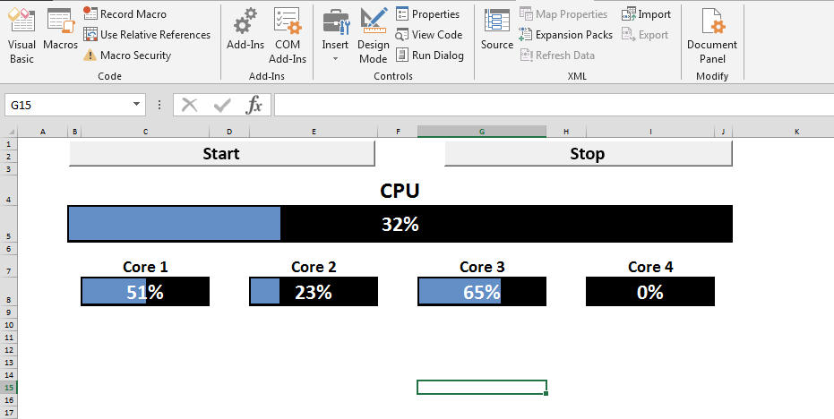 CPU Usage: Excel Workbook