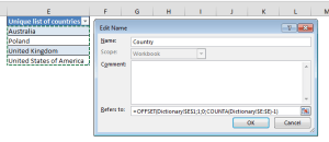 Cascading drop-down: Named range for list of countries