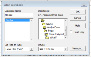 Selecting the Excel file (can be your current Workbook)