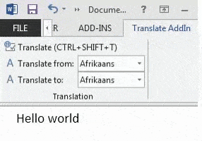 Word Translator AddIn