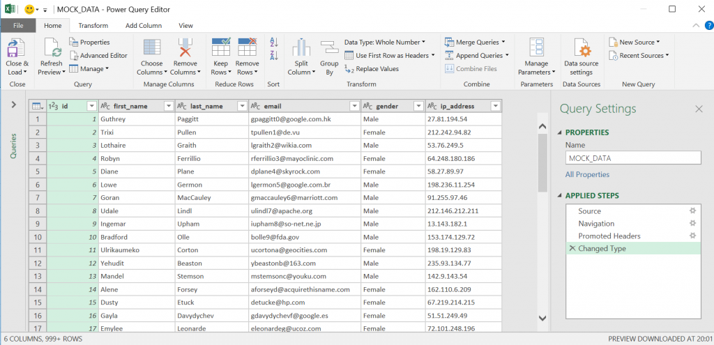 MS Power Query - Get and Transform