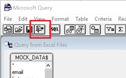 MS Query - Import to Excel
