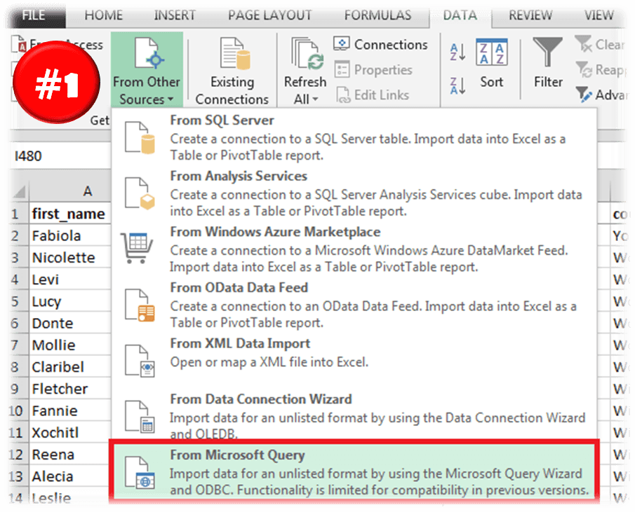 Create a MS Query (QueryTable)