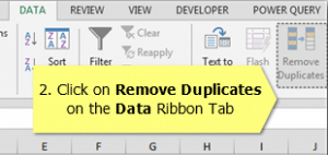 remove duplicates data ribbon