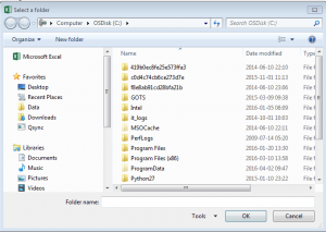 select folder application.filedialog