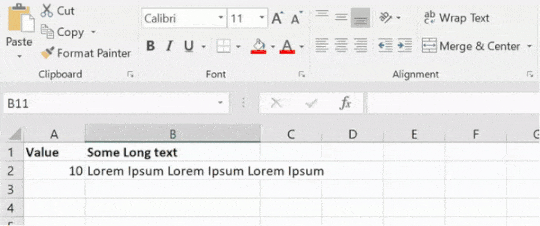 Excel wrap text to avoid AutoFit