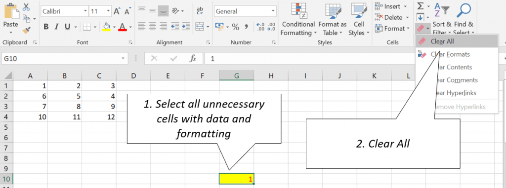 Excel Delete Unused Range