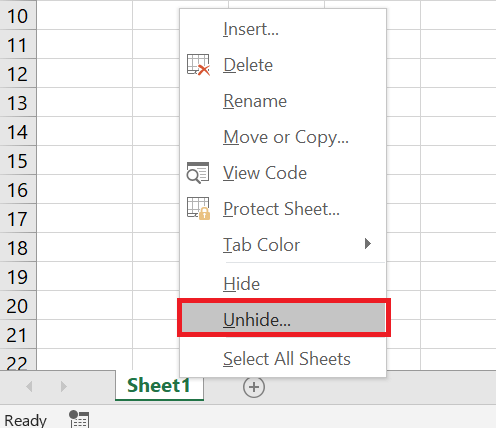 Excel Unhide Hidden Worksheets