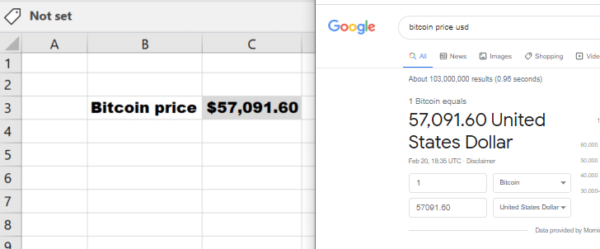 add price of bitcoin into excel