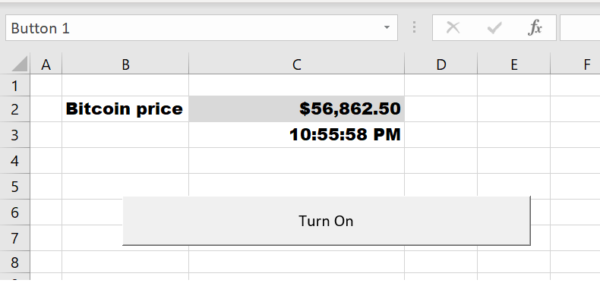 add bitcoin price to excel