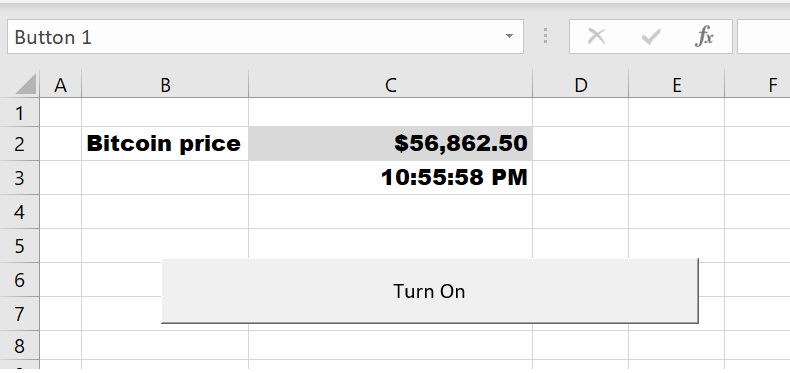Live Bitcoin Price in Excel