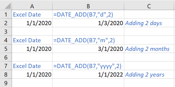 Excel DateAdd Function