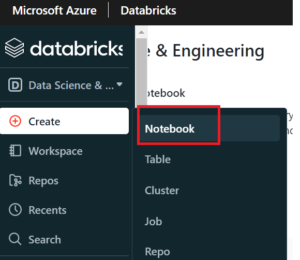 Azure Databricks - New Notebook