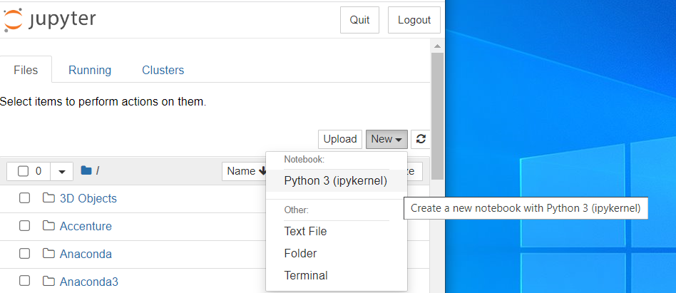 Jupyter Créer un nouveau script Python