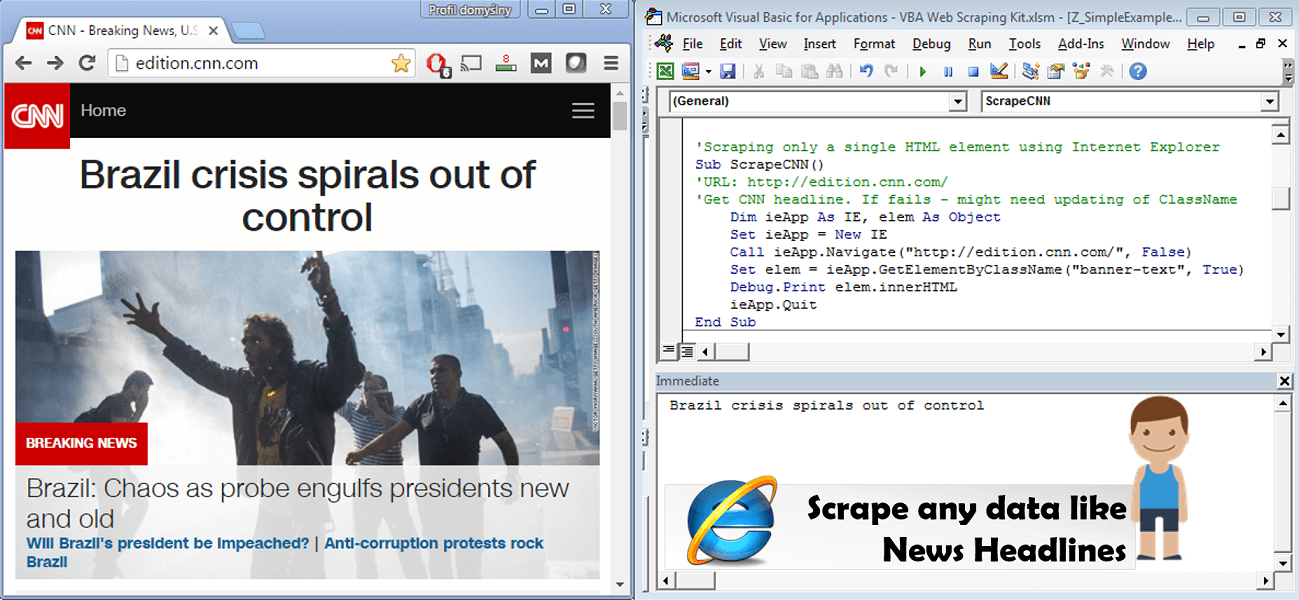 Scrape any HTML element - like News Headlines in just a couple of lines of code